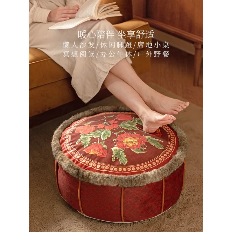 Fanju attitude rose American flower print seat pier red new year festive futon seat cushion living room leisure pedal