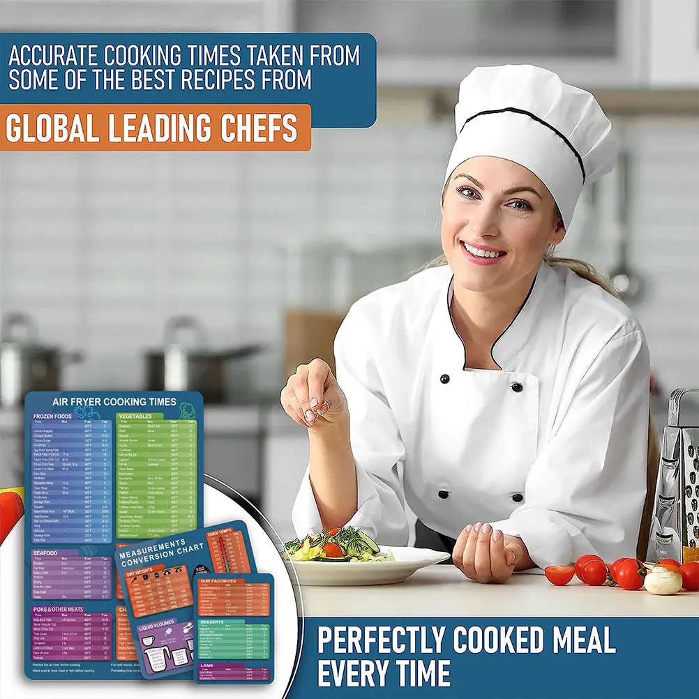 

3Pcs Air Fryer Cooking Time Magnetic Decals Practical Clear Sheet Stickers for Kitchen Refrigerator Magnet Chart