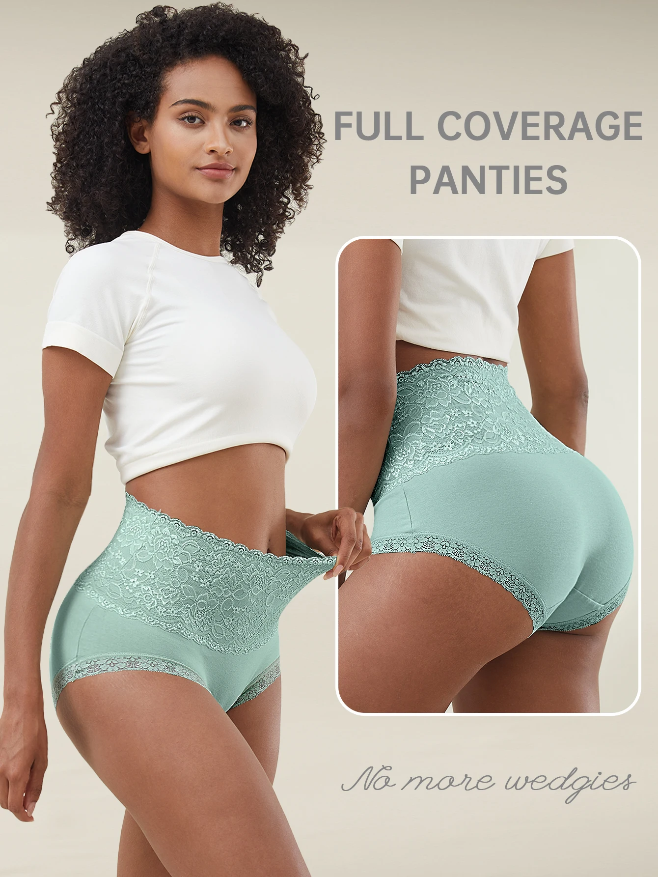 6 قطعة/المجموعة جوفاء الأزهار الدانتيل ملخصات القطن الخالص عالية الخصر الورك رفع سراويل مثير المرأة الملابس الداخلية لينة تنفس سراويل #5