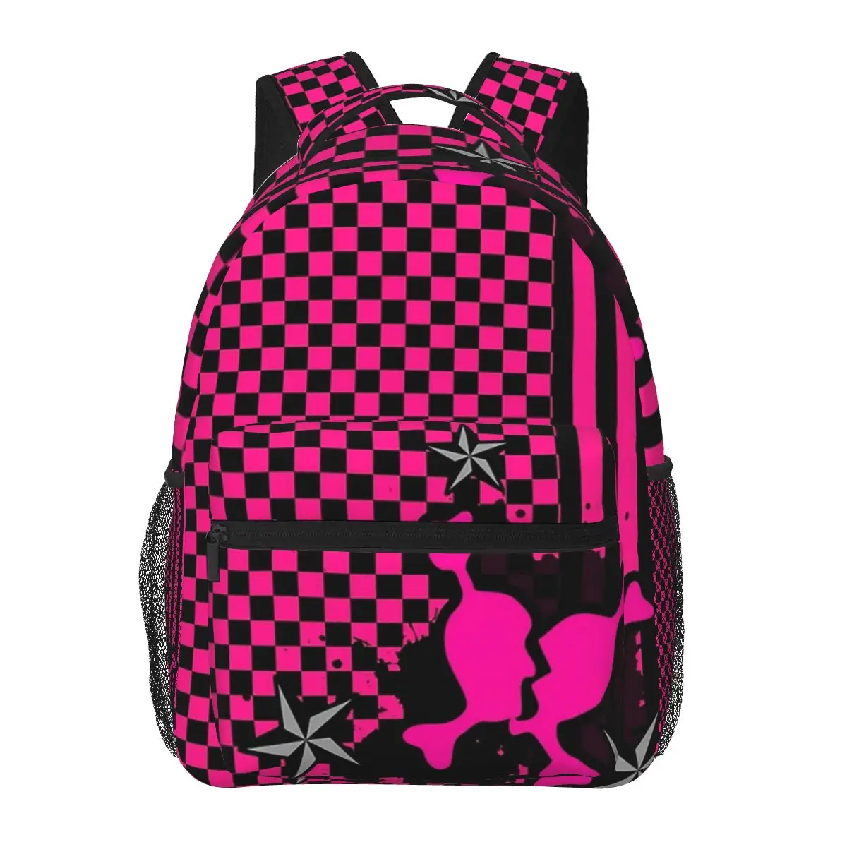 Punky Pink Emo Backpacks Boys Girls Bookbag Students School Bags Cartoon Travel Rucksack Shoulder Bag Large Capacity