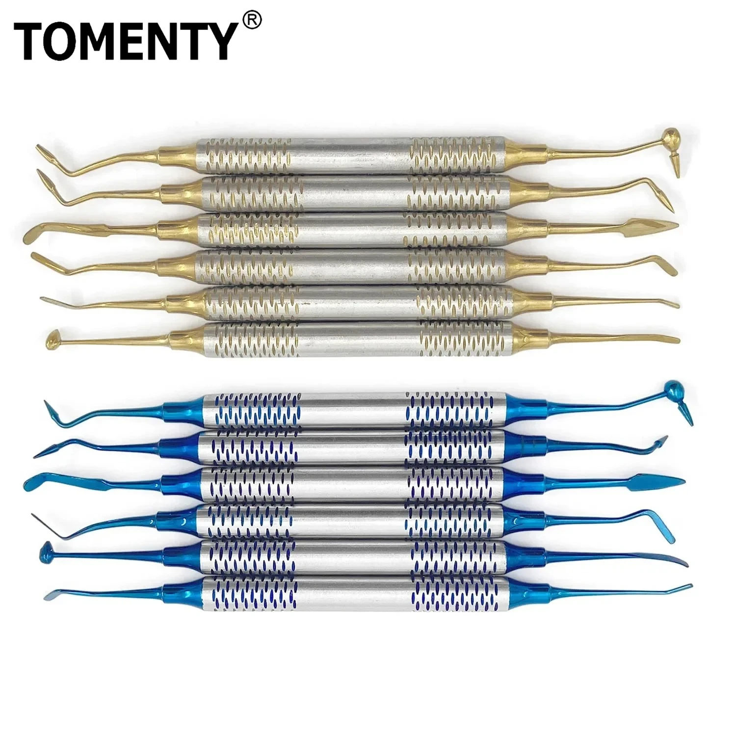 6Pcs/Set Dental Composite Resin Filling Set Spatula Thick Handle Titanium Plated Head Tool Filler Dentistry Instrument Materials