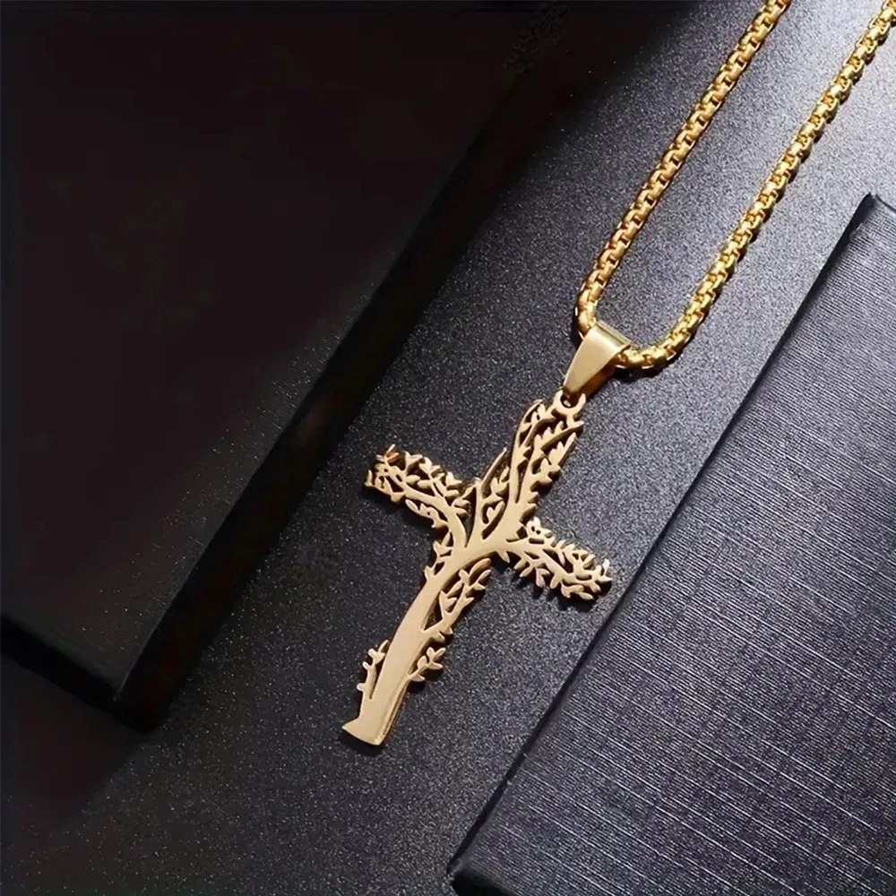 2Pcs Gold Plated Jewelry Set,  - Cross Pendant Necklace Gold recension och pris