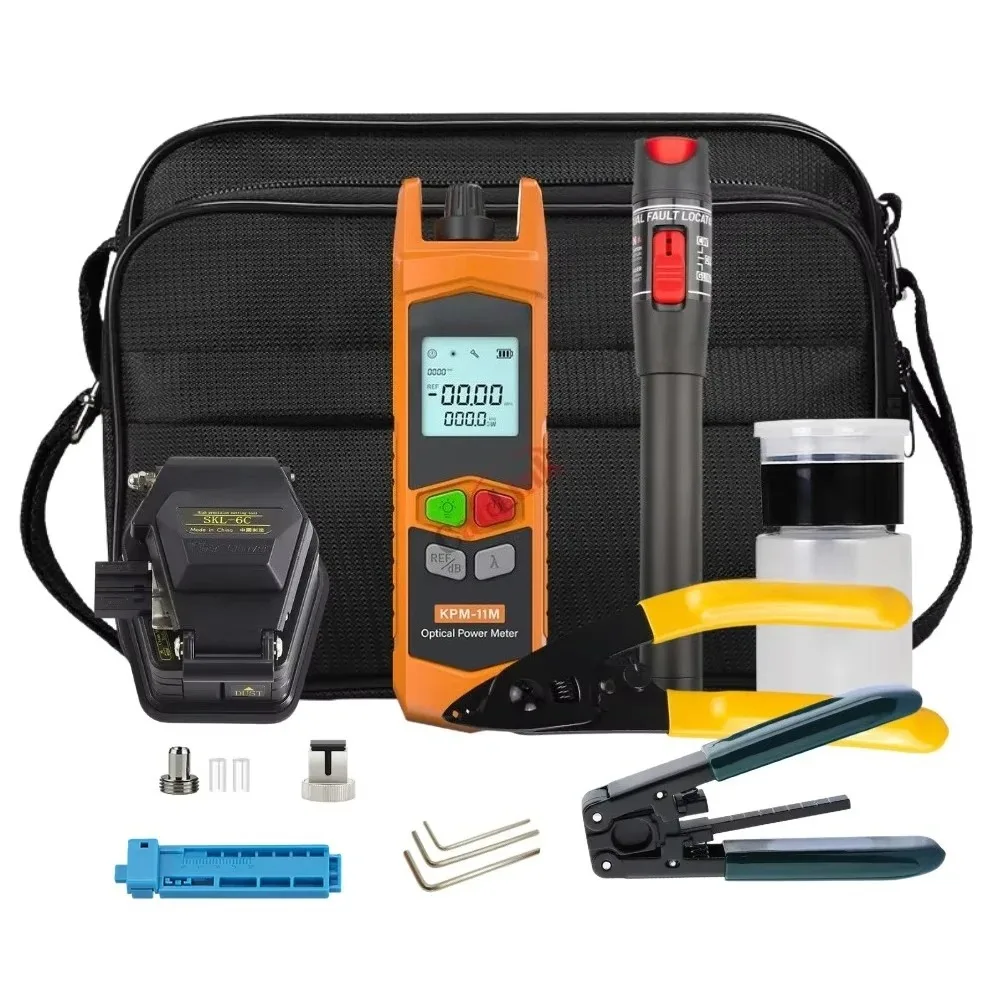 19-Piece Fiber Optic Kit with Optical Power Meter and Visual Fault Locator with Wire Stripper OTDR