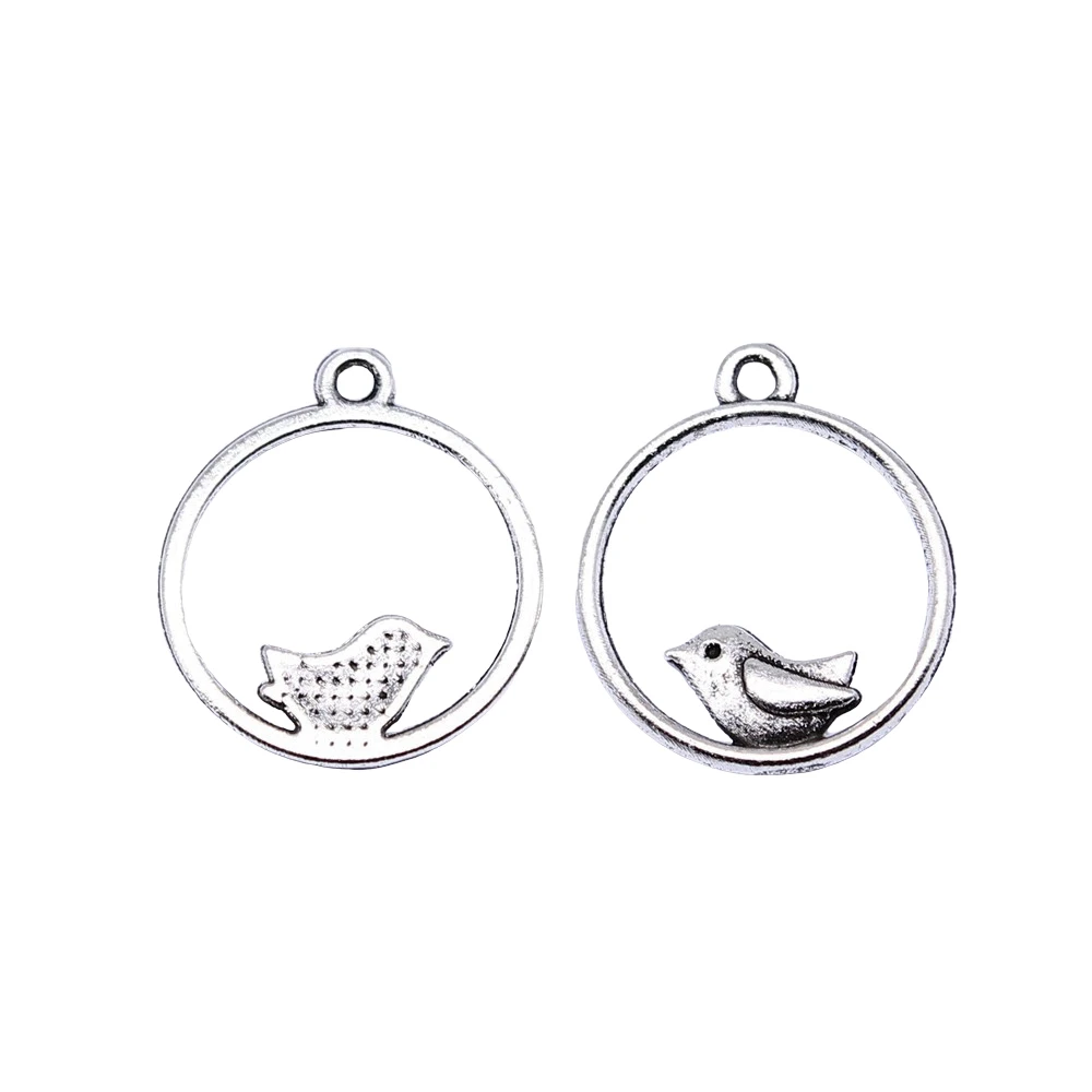 10pcs/lot 18x20mm Bird Charms For Jewelry Making Antique Silver Color 0.71x0.79inch