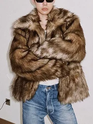 Winter Thick Warm Hairy Shaggy Faux Fur Coat Man Long Sleeve High Quality Luxury Fluffy Jacket 2024 Artificial Fur Coat