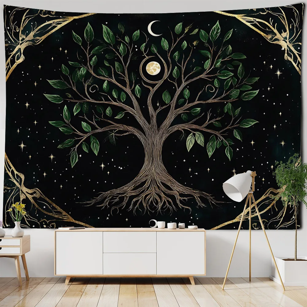 

Psychedelic Tree of Life Art Tapestry Mandala Wall Hanging Cloth Bohemian Hippie Home Aesthetics Art Decorative Blanket