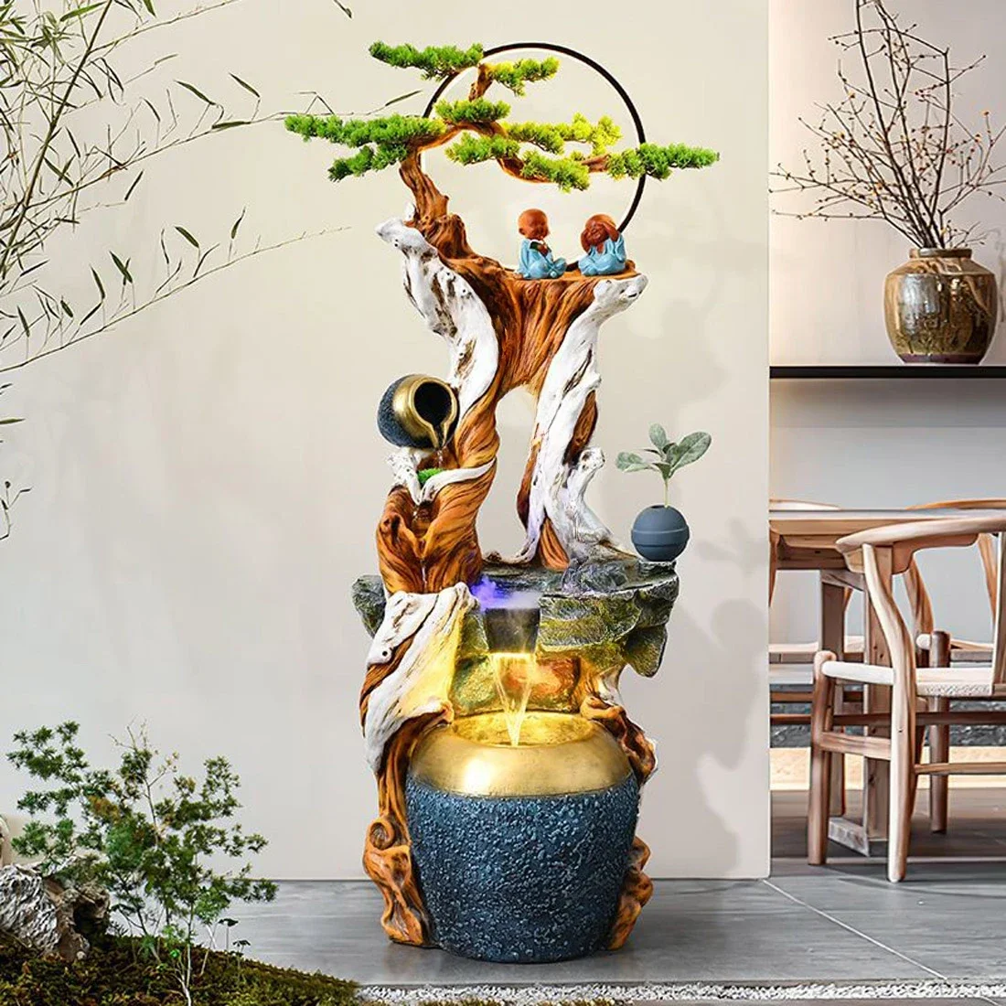 New Chinese style rockery flowing water fountain office decoration front desk floor circulating water landscape