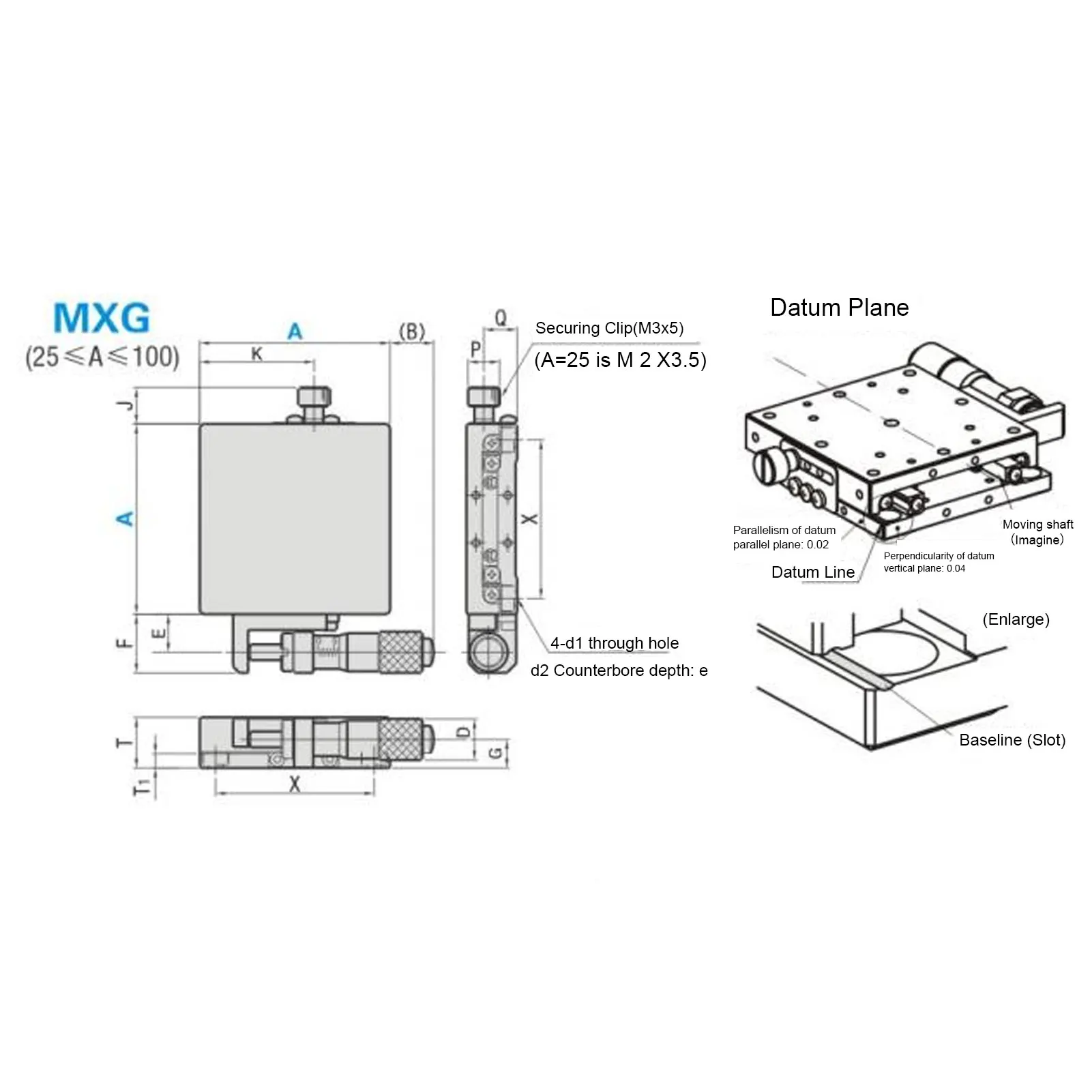 60x60mm Sliding Stage Linear Translation Manual Fine Tuning Trimming Platform MXGS60