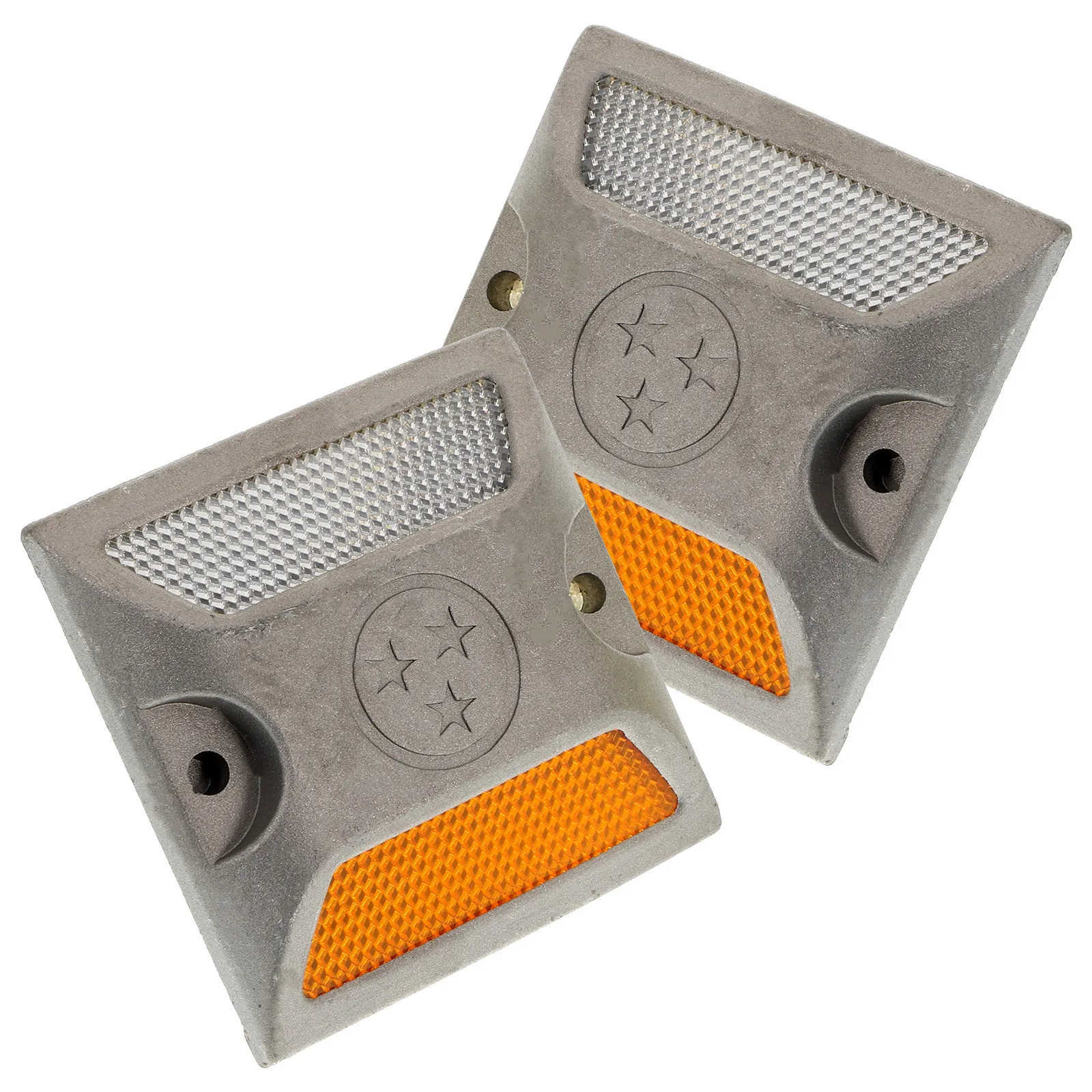 2Pcs Road Studs Aluminum Reflective Driveway Markers for Night Rainy Weather Visibility Roadside Safety Quick Installation No