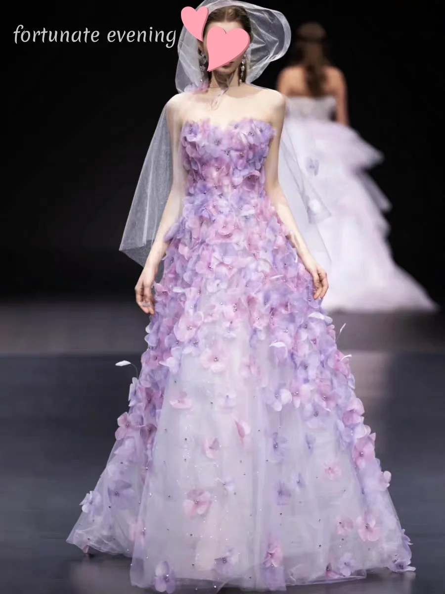 

Fortunate Evening Elegant Vintage Sweet Flowers Crystal Princess New Customized Formal Occasion Prom Dress Evening Party Gowns