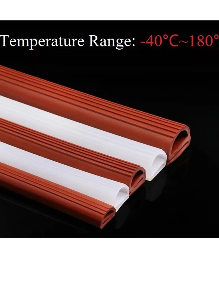 

1M White/Red Silicone E Shape Strip Rubber Sealing Strip E-shaped E-strip High Temperature Oven Oven Sealing Strip