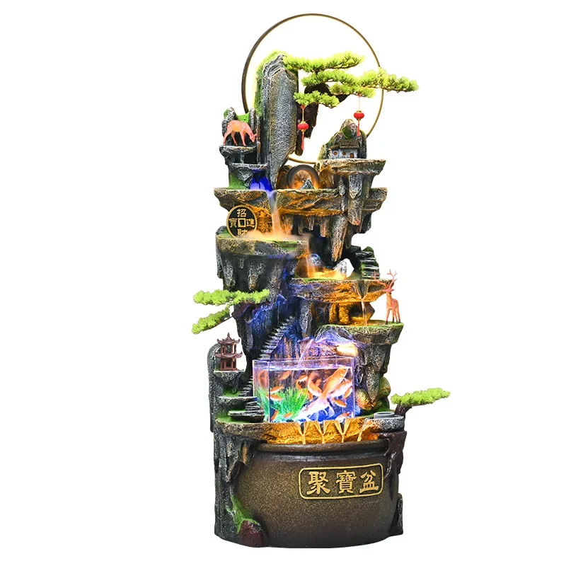 

Rockery flowing water fountain circulating water living room decoration, fish tank feng shui wheel office floor-to-ceiling lucky