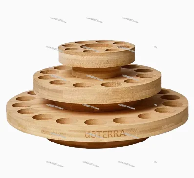 39 Grid Essential Oil Display Stand 360 Degree Smooth Rotating Solid Wood Display Plate