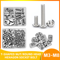 4040 4545 T-Nuts M3 M4 M5 M6 Hexagon Socket Bolts T Track Nut Screws kit for Series Aluminum Extrusion T Slot Nut T Sliding Nuts