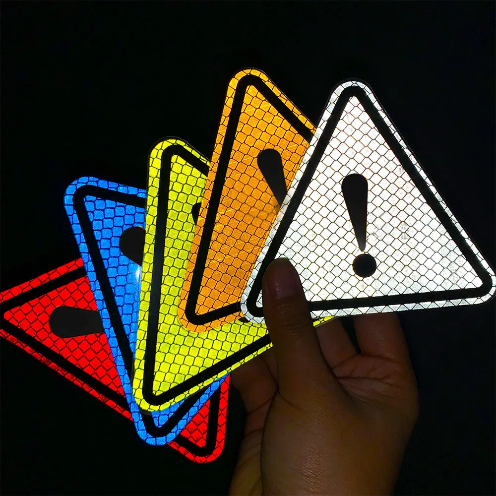 

1pc Triangle Exclamation Mark Anti-Collision Reflective Warning Sign Car Stickers Night Driving Safety Reflective Car Stickers