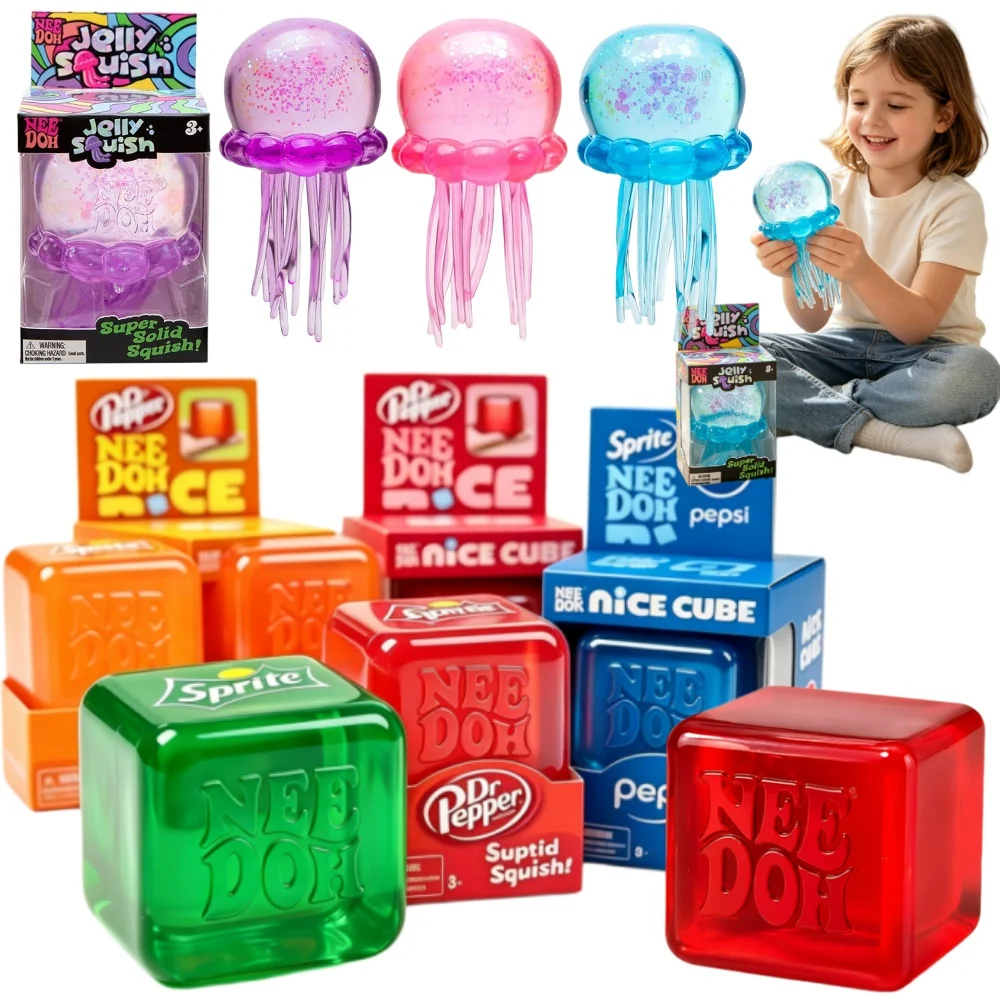 Schylling Nee-doh Nice Cube Sensory Fidget Stress Relief Squishy Squeeze Cube Anti-Anxiety Focus Toy Adults Kid Calming Gadget