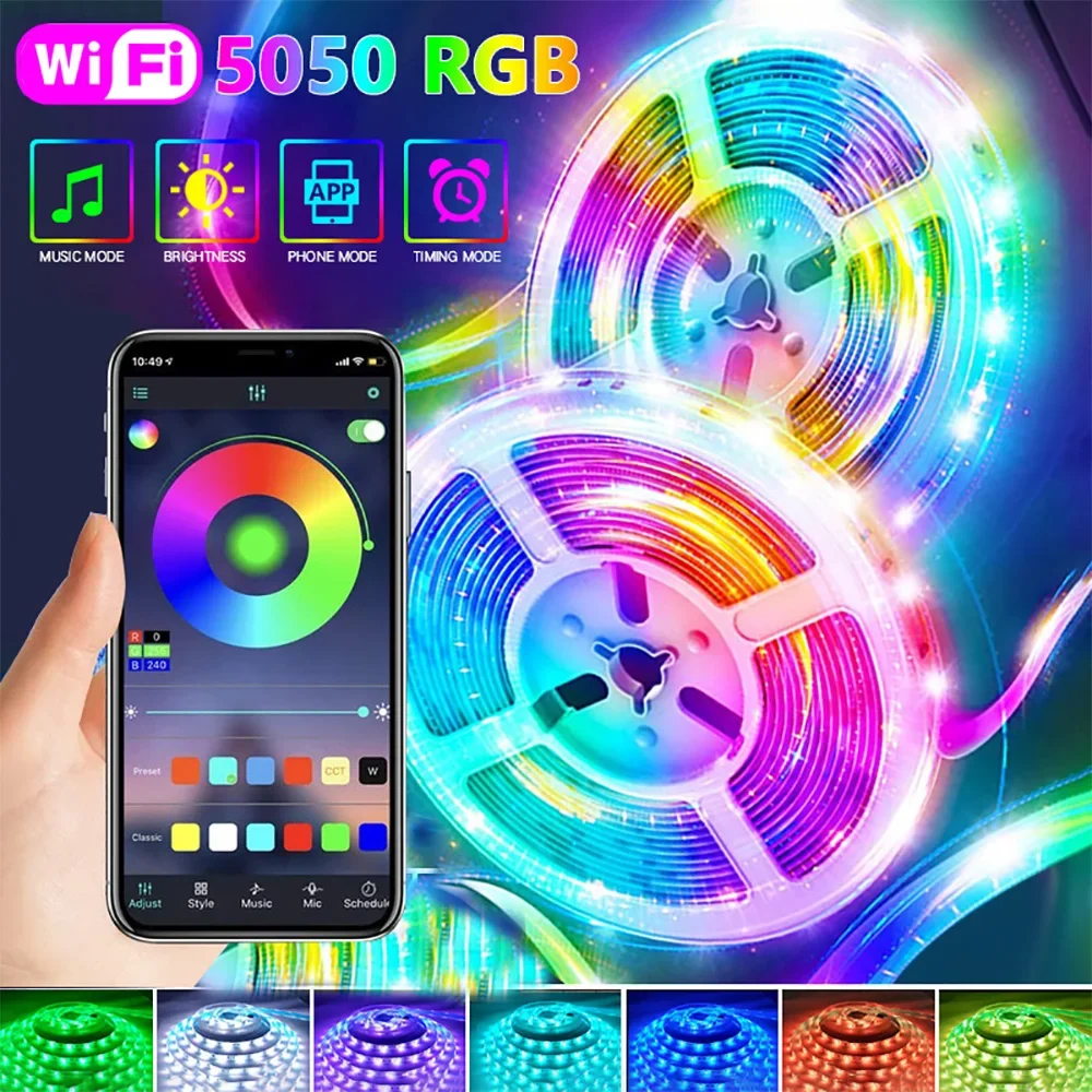 USB 5050 LED Strip Lights Music Sync Color Changing LED Light Strips With APP Control/24Key Remote TV Backlight Ambient Light