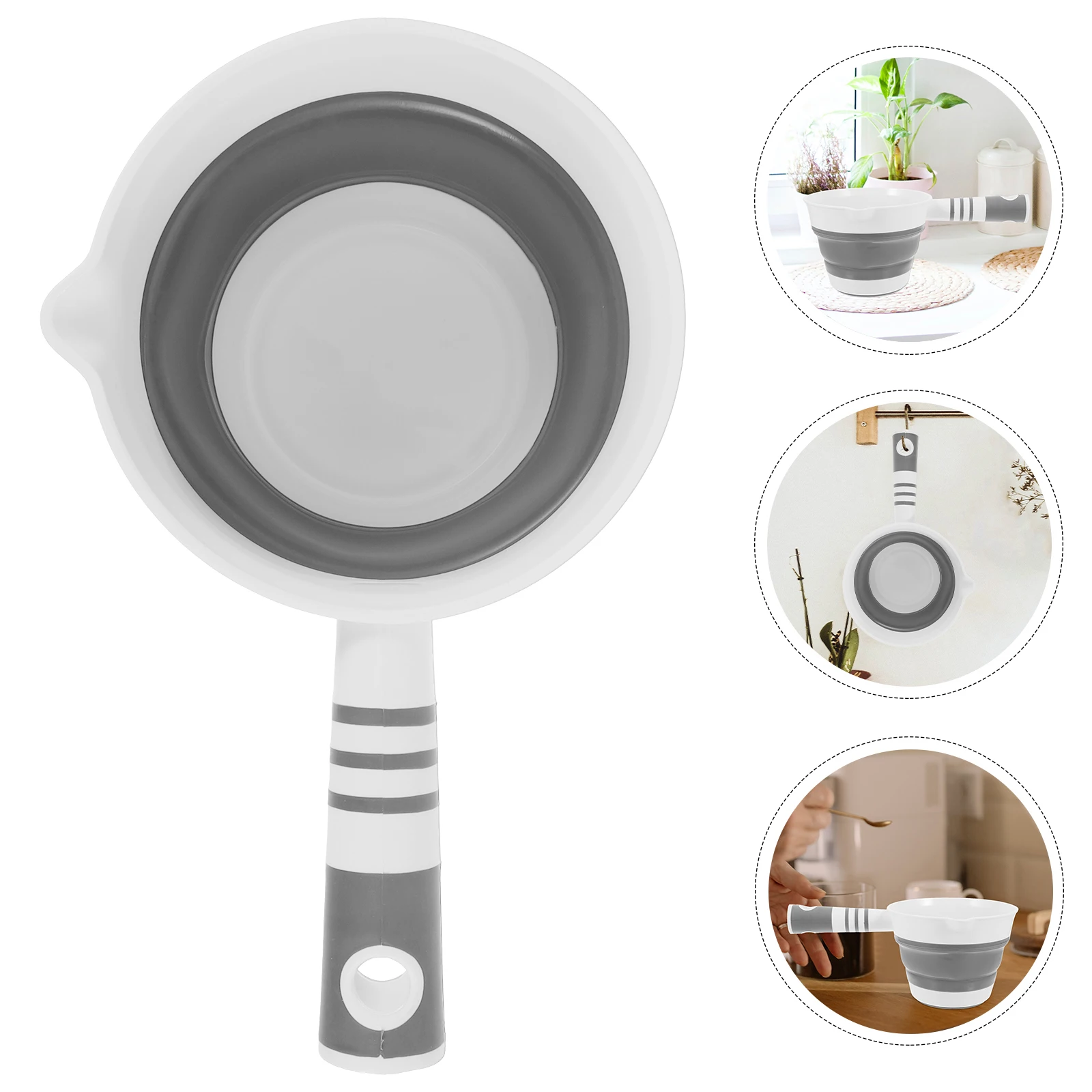 

1pc Foldable Scoop Strong Thick Material Kitchen Portable Water Dipper Multi Purpose Vegetable Basket Space Saving Easy Storage