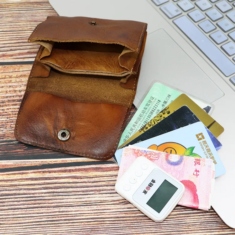 กระเป๋าใส่บัตรหนังแท้ฟอกฝั่งจากพืช ทาสีด้วยมือ หรูหรา ดีไซน์เก๋ไก๋อเนกประสงค์ ใช้เป็นกระเป๋าใส่เหรียญหรือซองใส่ใบขับขี่ได้