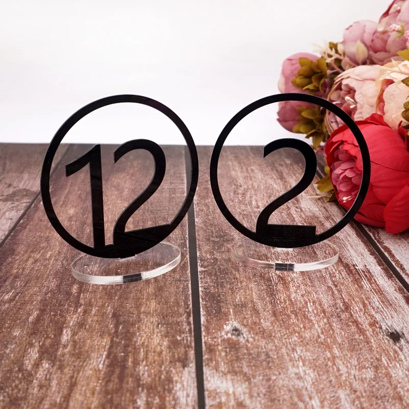 

1 Set Table Number Event Birthday Wedding Party Acrylic Mirror Table Number Stand Banquet Decor