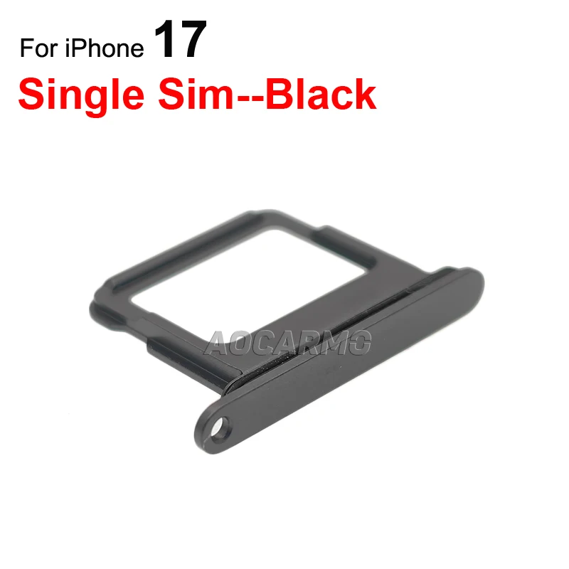 Aocarmo Single + Dual Sim Card Tray For iPhone 17 SIM Tray Slot Holder Black White Green Purple Replacement Parts