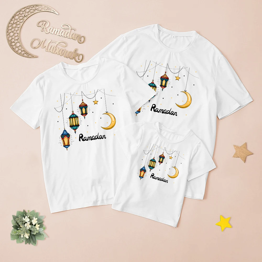 Ramadan Purposes Mommy and Me T-shirt Kids Eid Al-fitr Family Matching Outfits Mom Mum Son Daughter Summer Lesser Bairam