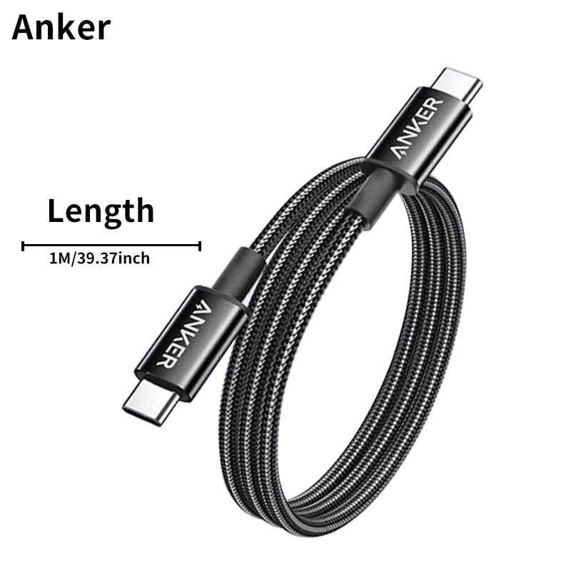 Anker A8752 60W USB-C to USB-C Braided Cable, 3ft, USB 2.0, PD Fast Charging, Nylon, for iPhone iPad MacBook Samsung