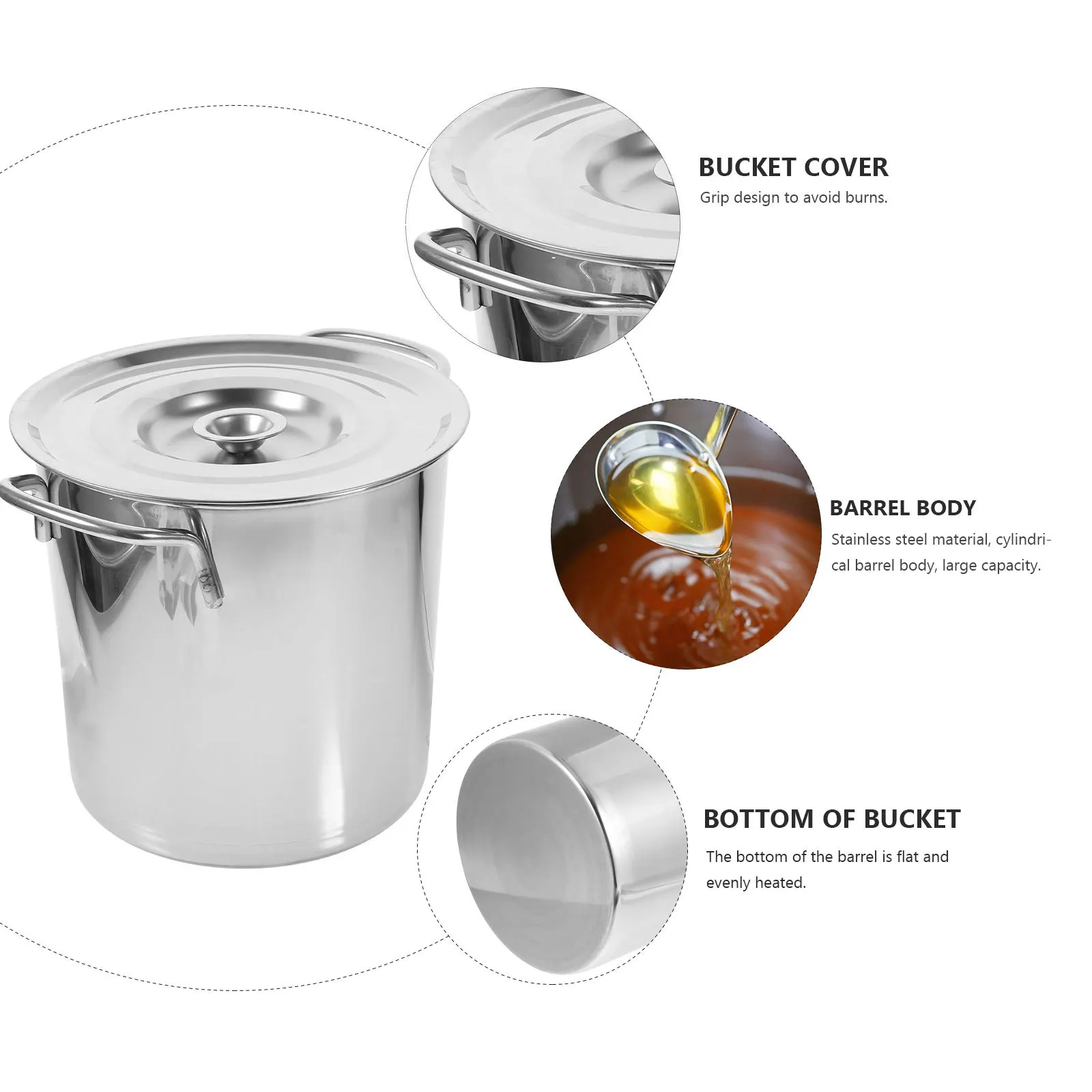 

1pc Stainless Steel Stockpot Large Capacity 5L Soup Pot Silver Flat Bottom For Stewing Porridge Rice Multipurpose Cooking
