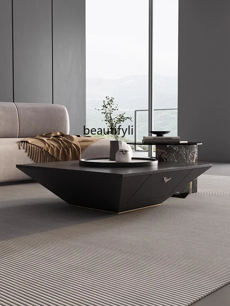 

Italian Minimalist Square Stone Plate Coffee Table Living Room Inverted Triangle Household Minimalist Modern Marble