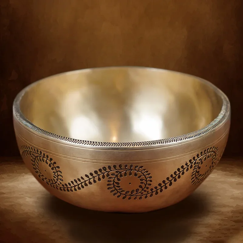 Copper Tibetan Bowl Handmade Carved Nepal Singing Bowls Spiritual Sound Healing Meditation Large Chakra Buddhist Instrument Gift