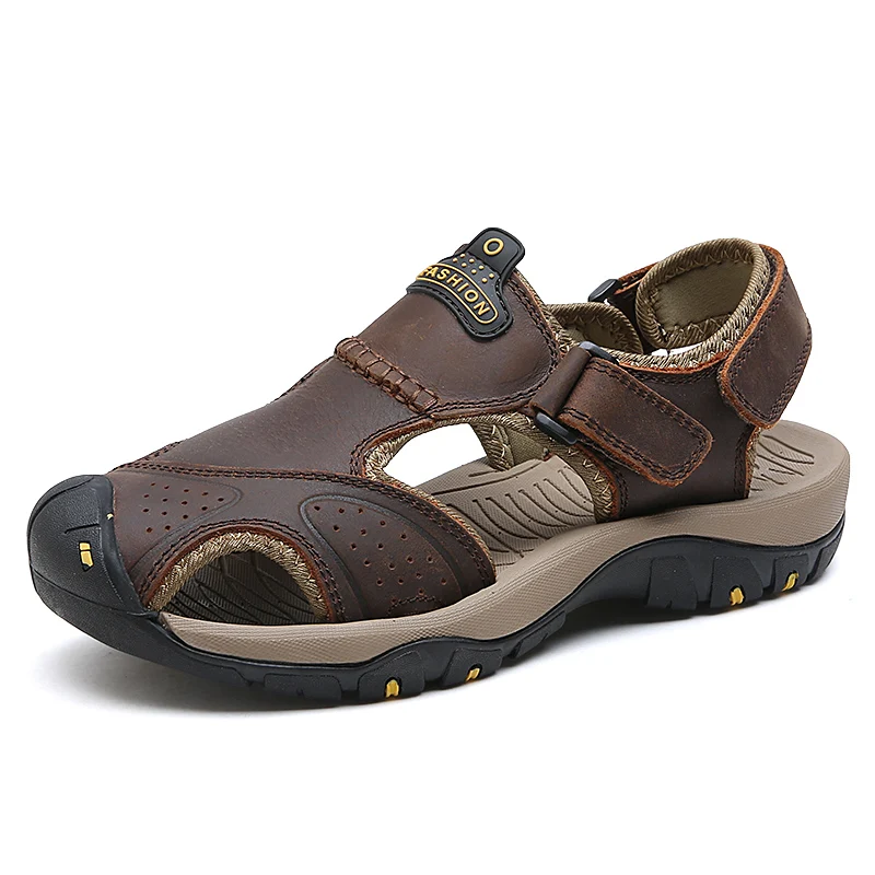 

100% cowhide men's sandals New large size Fashion Casual sports shoes Outdoor Mountain climbing Wading beach shoes mens slippers
