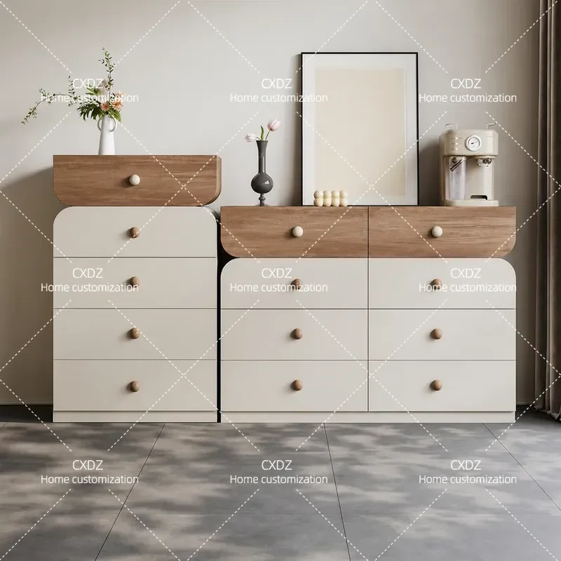 Solid Wood Wall Chest 8 Drawer Storage Cabinet Antique Style Bedroom Nightstand Locker Living Room Furniture