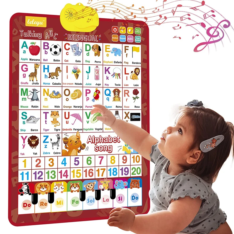 

ABC Learning for Toddlers Learning Toys En/Spanish Electronic Interactive Wall Chart with Musical Alphabet Educational Gifts