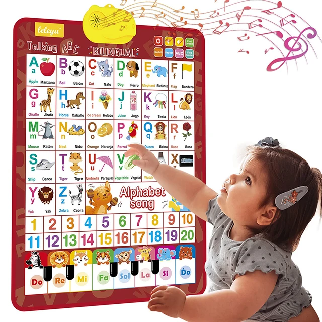 ABC Learning dla małych dzieci Zabawki edukacyjne En/hiszpański Elektroniczna interaktywna tablica ścienna z muzycznym alfabetem Prezenty edukacyjne
