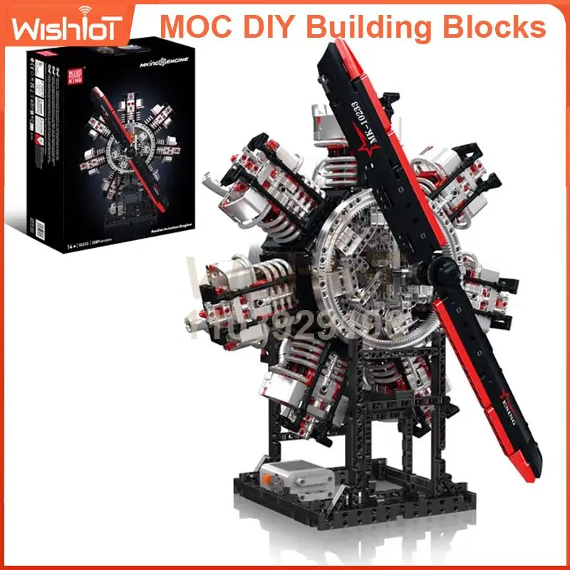 

Mold King 10233 радиальный самолетный двигатель 3089 шт. комплект маленьких строительных блоков Ultimate DIY механическая сборная модель для взрослых