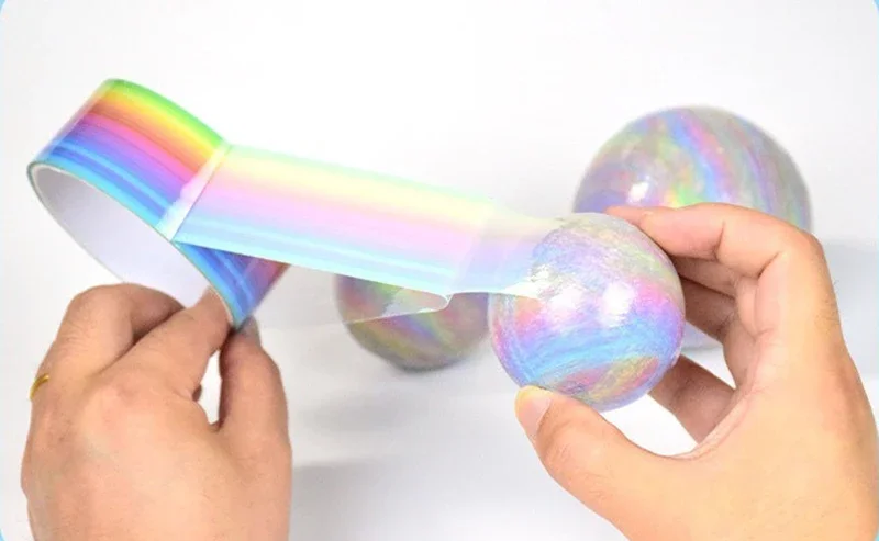 2/1PC Rainbow Ball Rolling Glue Decompression Sticky Tapes  Sticky Ball Handmade DIY Crafting Making Colored Ball Tapes image 3