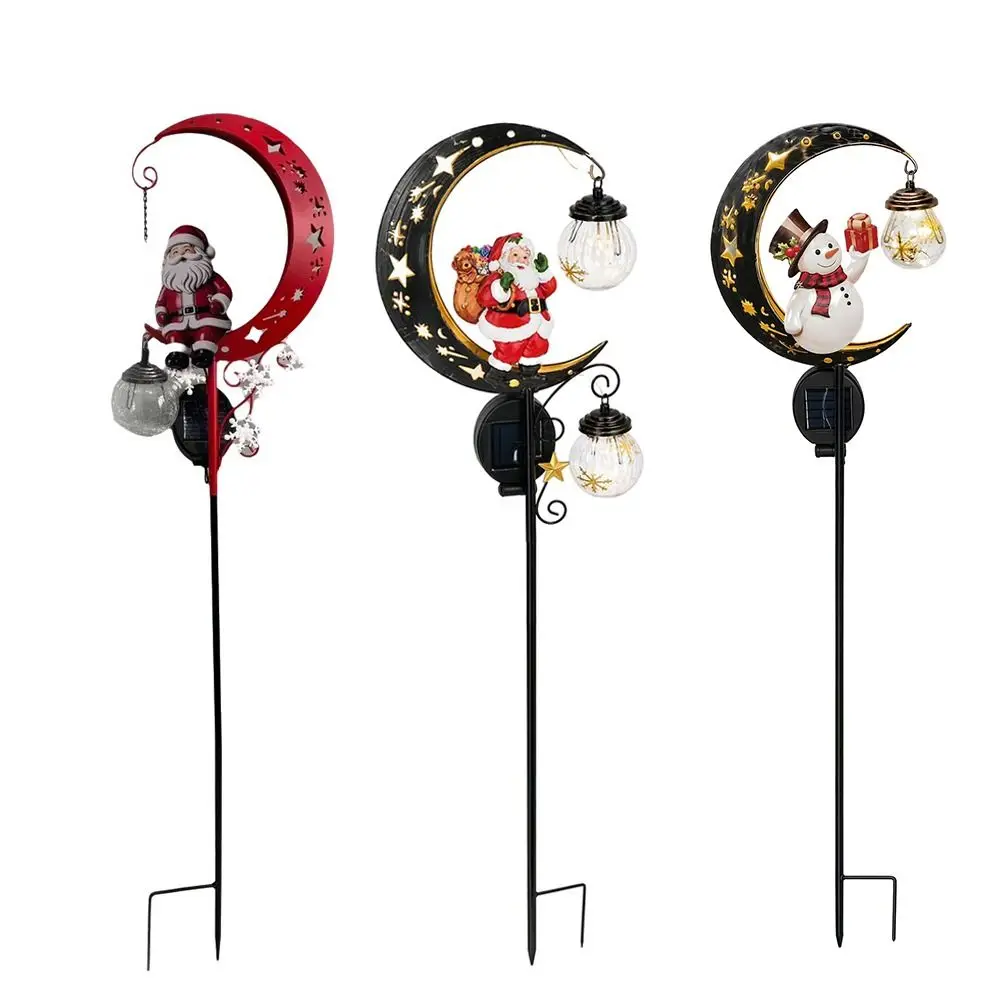Waterproof Christmas Moon Solar Stake Light Solar Powered Santa Claus Solar Santa Snowman Light Snowman LED Glowing