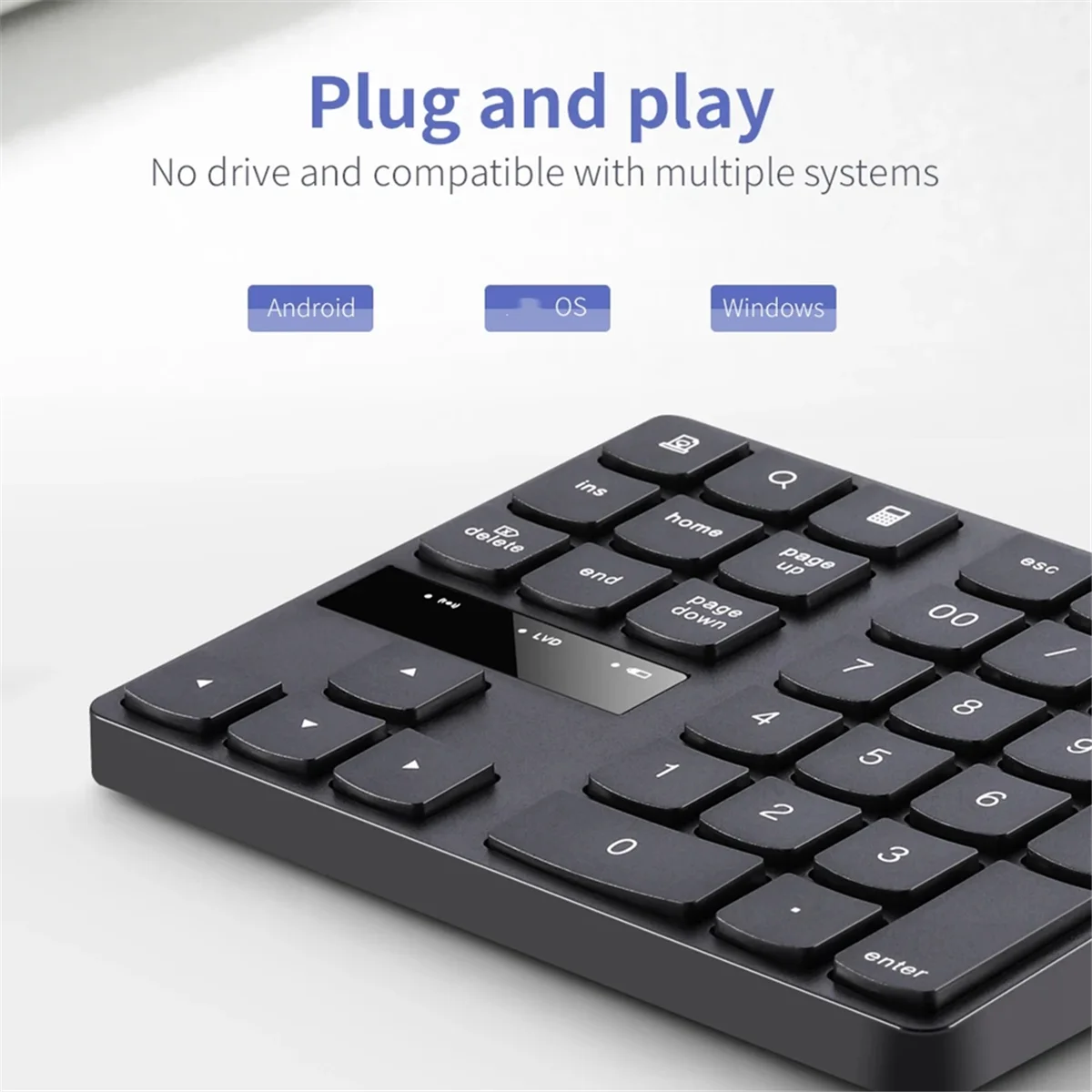 ABJZ New 2.4G Wireless Numeric Keyboard Portable 35 Keys Financial Accounting Office Keyboard Rechargeable Black Keyboard