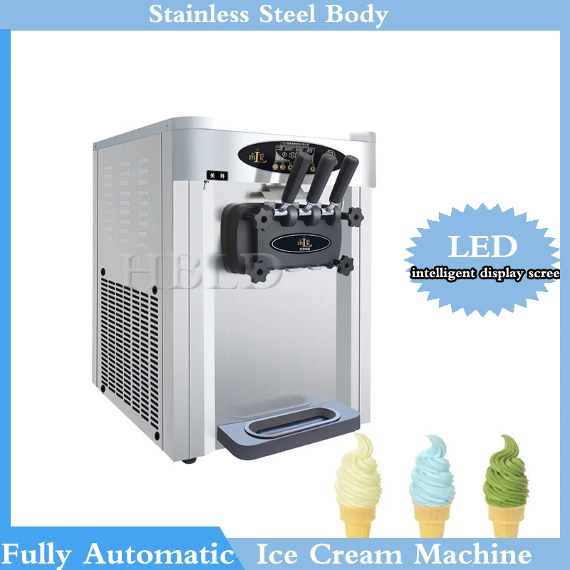

High Quality Three Flavors Soft Ice Cream Machine, Commercial Stainless Steel Frozen Yogurt Machine, Sundae Machine