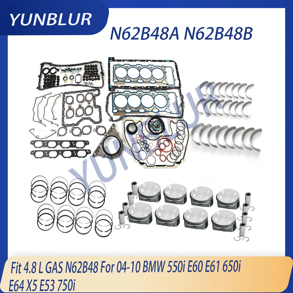

STD Engine Rebuild Gasket Set Piston & Rings Bearing Kit Fit 4.8 L GAS N62B48 For 04-10 BMW 550i E60 E61 650i E64 X5 E53 750i