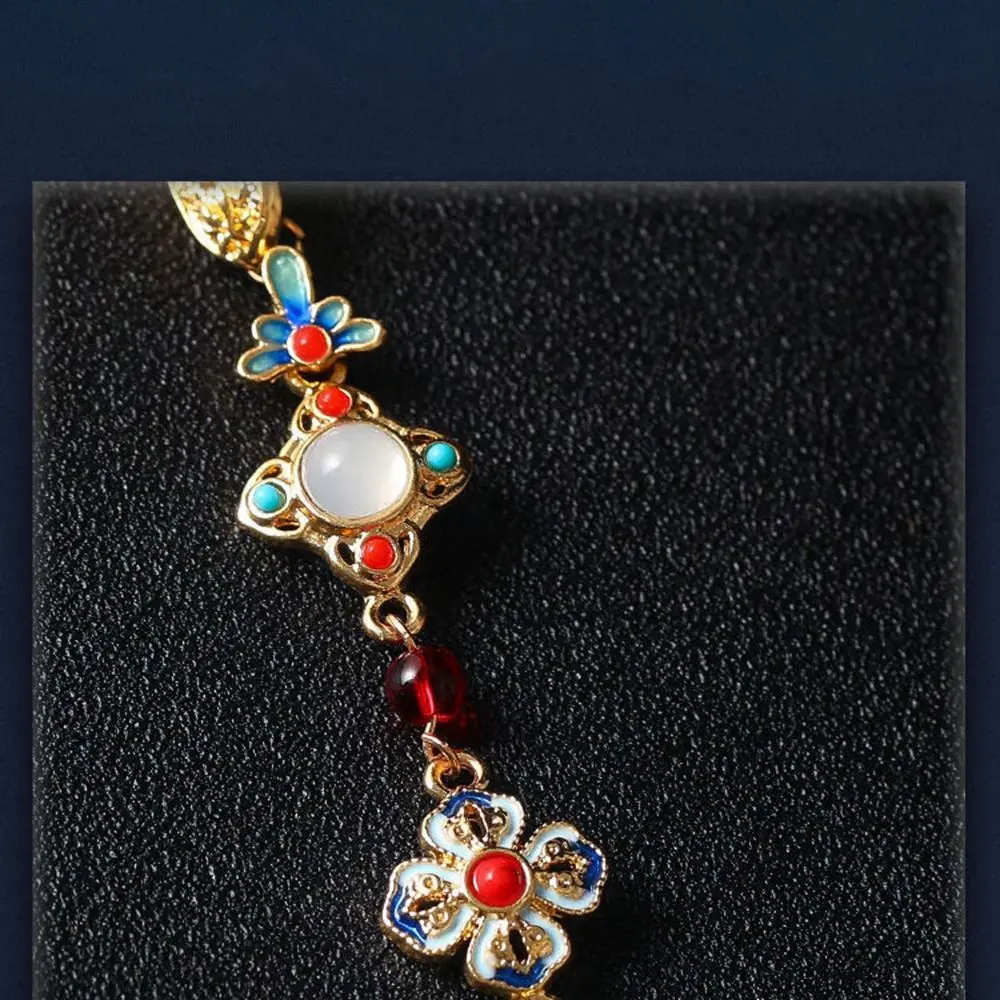 Retro Chinese Cheongsam Pressed Lapel Pearl Fan Exquisite Pendant Brooch Hanfu Tassel Bridal Accessories Women Collar Pins
