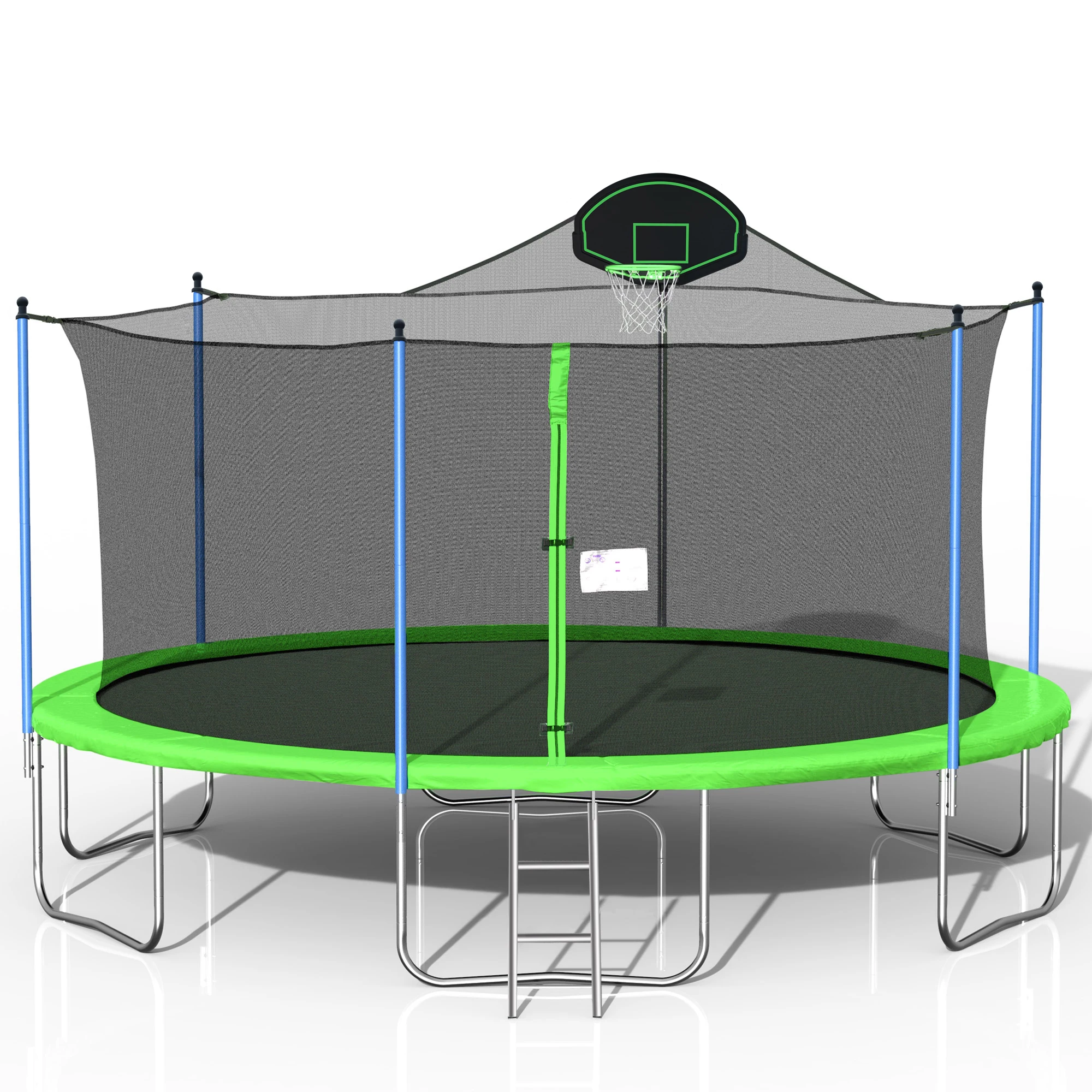 16FT Trampoline with Basketball Hoop and Safety Net Trampoline for Family Flight Time All-Season