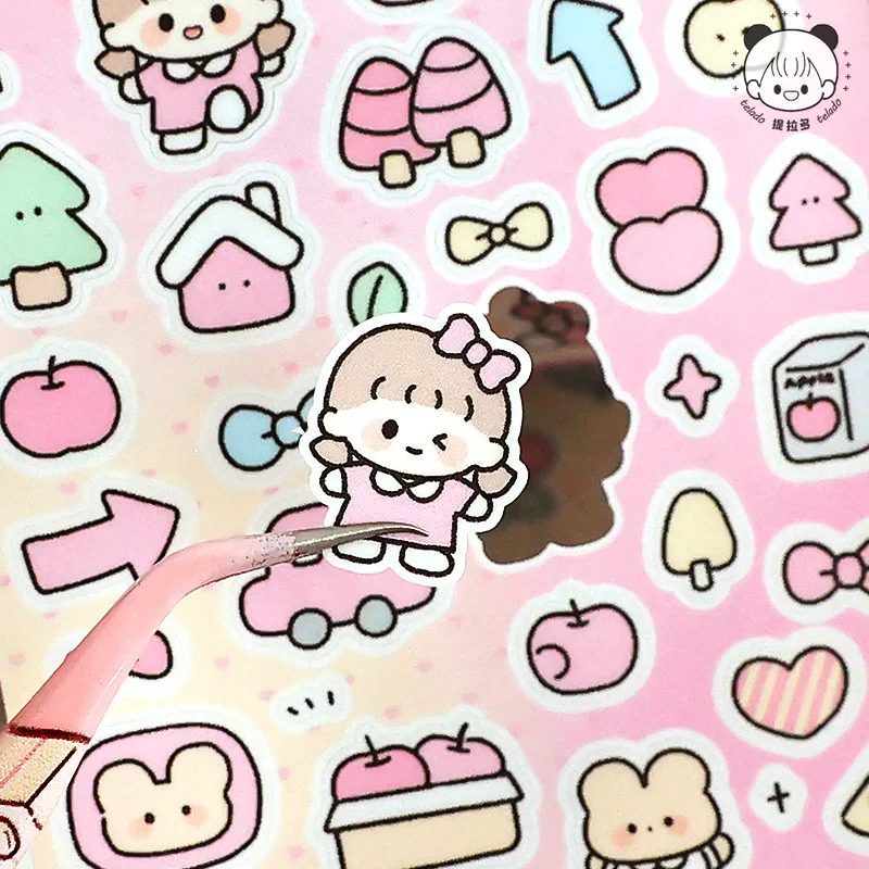 Fita adesiva dos desenhos animados, Dia adorável, Papelaria Adesivos, Decoração Kawaii, Material Escolar Coreano, Diário, 500cm/rolo