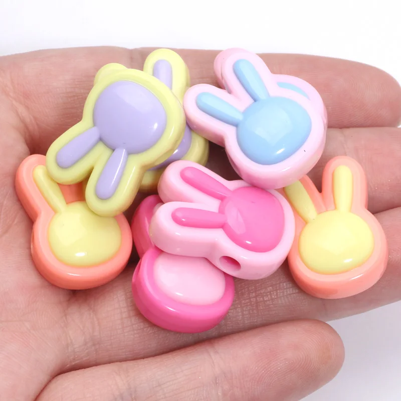 20pcs Candy Color Rabbit Beads Acrylic Loose Spacer Jewelry Beads For Handmade Making Bracelet Necklace Earring DIY Accessories