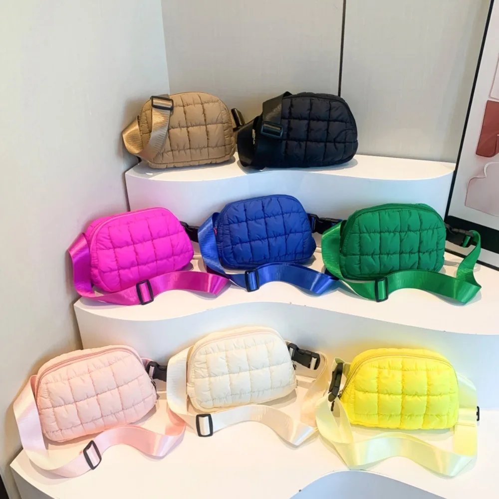 

Hot Sale Large Capacity Chest Bag Trendy Pleated Bubbles Waist Bag Casual Plaid Quilted Underarm Bag Outdoor Sports