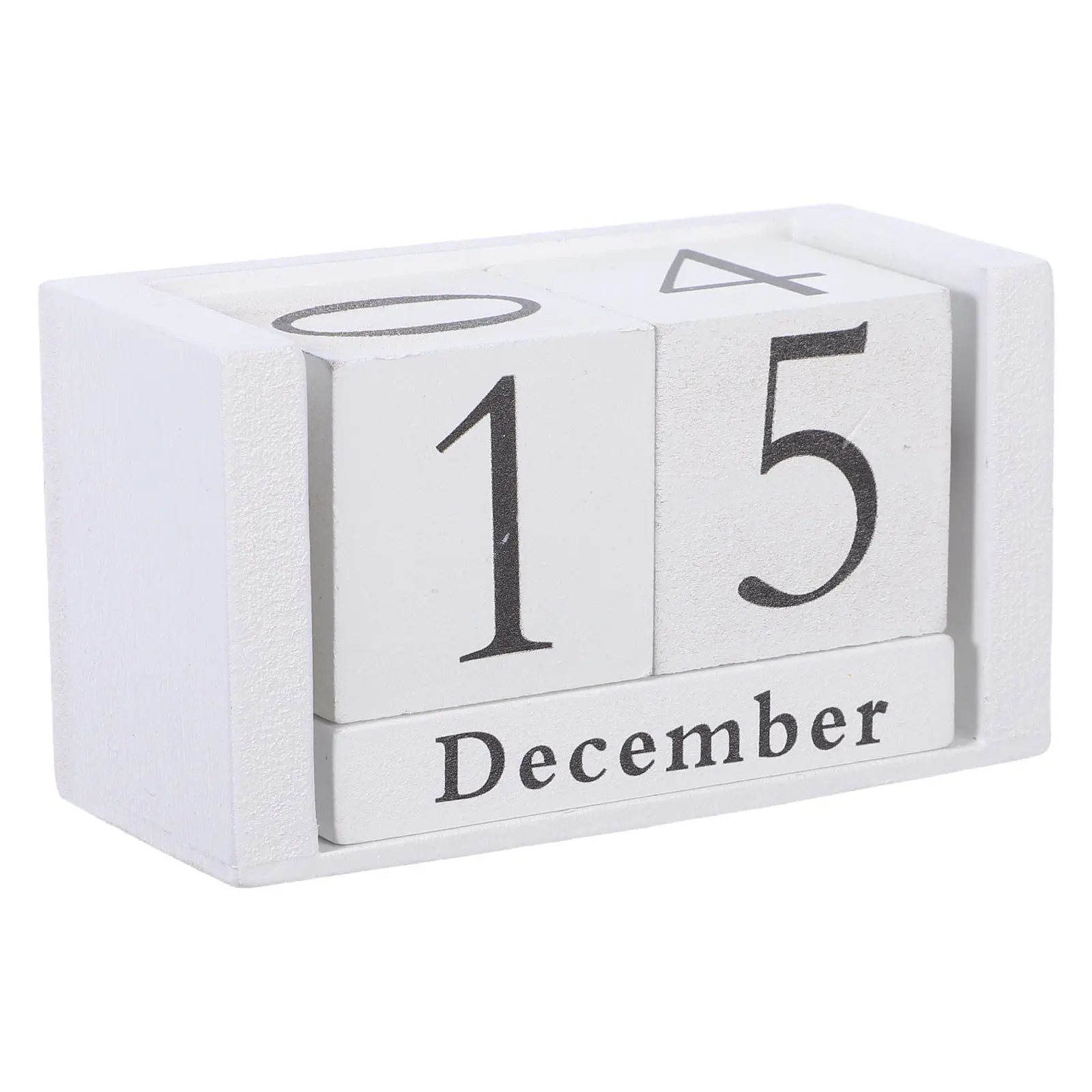 Wooden Block Perpetual Calendar Vintage Desk Calendar with Month Day Adjustment Reusable Stable Material Chic Home Office