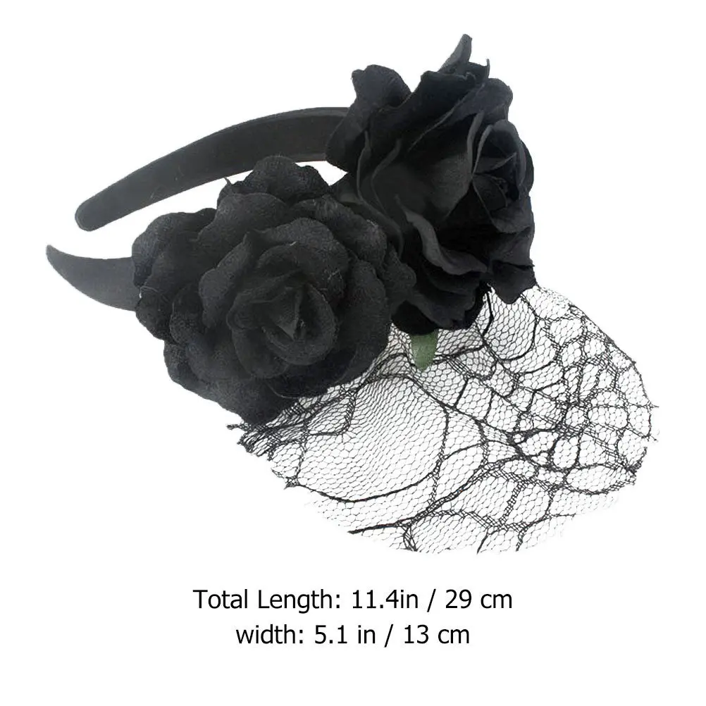 1Pcs Rose Gauze Handmade Hairband Festival Holiday Party Head Hoop Decorative Flower Hairband for Concert Performance Cosplay