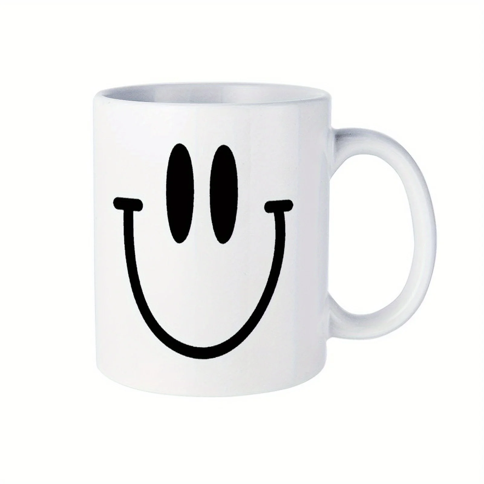 1pc 11oz White Ceramic Coffee Mug with Joyful Face Design | Perfect for Birthday Parties, Office Use & Holi