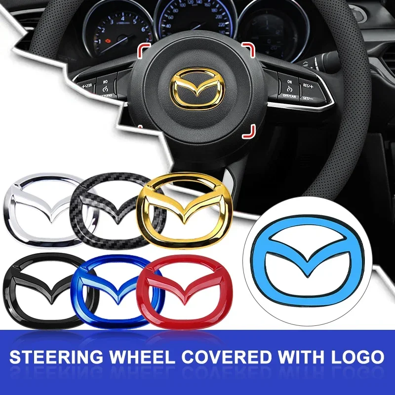 Car Steering Wheel Center Emblem Stickers Accessories For Mazda 3 Alexa CX4 CX5 CX8 2 3 6 DJ BL BM GJ CX-5 CX5 CX-3 CX3 CX9 CX7