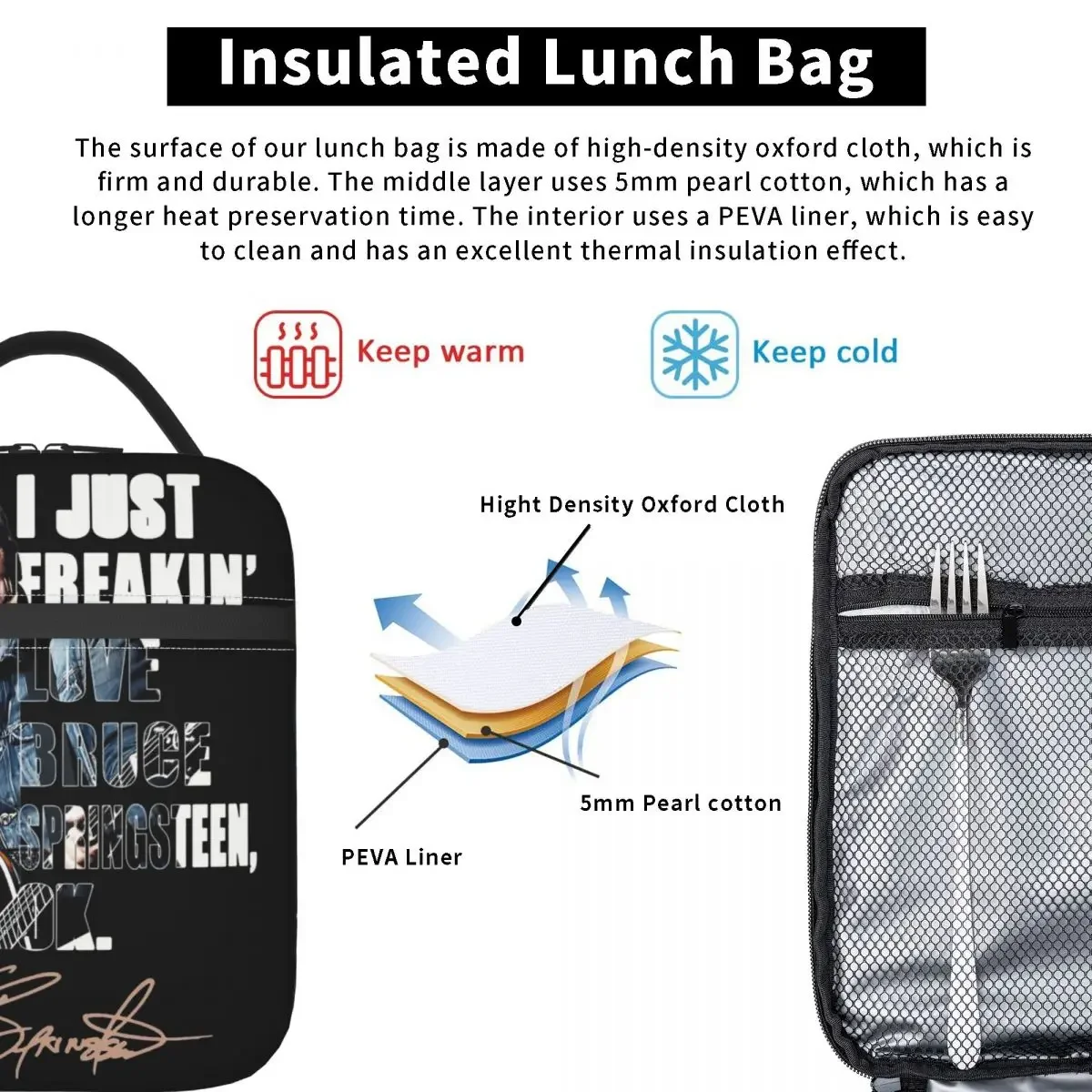 Bruce Springsteens Thermal Insulated Lunch Bags for Office Portable Food Container Bags Cooler Thermal Lunch Box